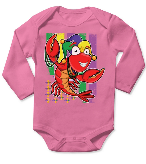 Retro Flag Boil Crew Crawfish Bead Gras Mardi 2022 Long Sleeve Baby One-Piece