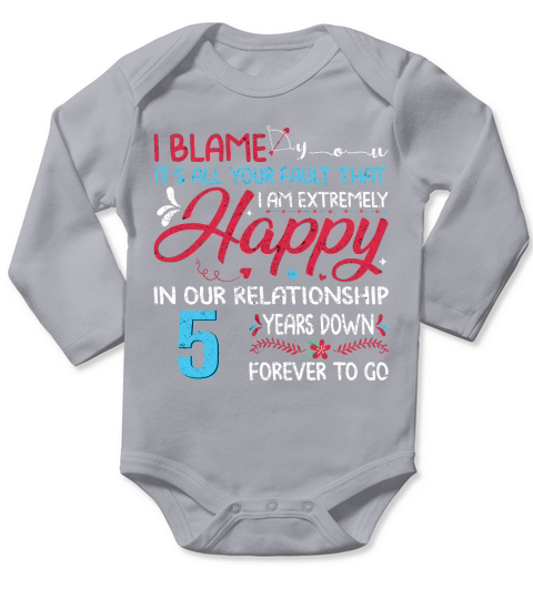 5 Romantic Years Wedding Anniversary Long Sleeve Baby One-Piece
