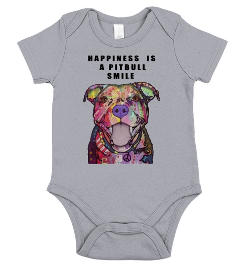 Happiness is a pitbull smile Short Sleeve Baby One-Piece