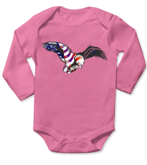 American Eagle USA National Flag Independence Memo Long Sleeve Baby One-Piece