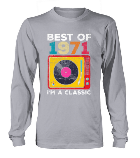 1971 Born Vintage 50th Birthday Vinyls Classic Mus Men's Long Sleeve