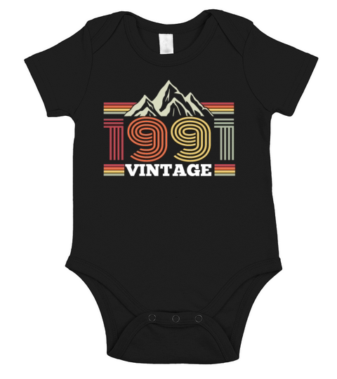 Vintage 1991 Birthday Mountains Hiking Climbing Short Sleeve Baby One-Piece