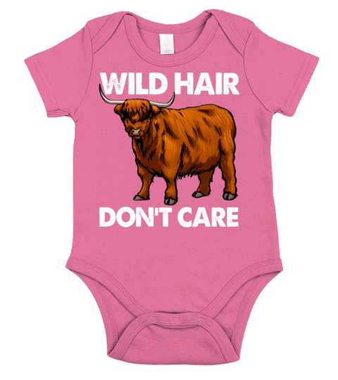 Wild Hair Dont Care Highland cow Short Sleeve Baby One-Piece
