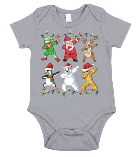 Dabbing Santa Elf Friends Christmas Short Sleeve Baby One-Piece