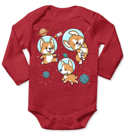 Corgis Astronauts In Space Corginaut Dog Lover Long Sleeve Baby One-Piece