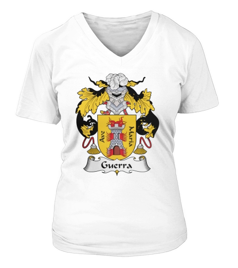 Guerra Family Crest Spanish Family Crests V-neck T-Shirt Woman