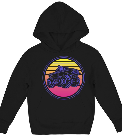 Retro Vintage Monster Truck Kids Hoodie