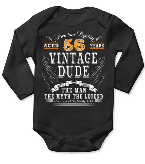 VINTAGE DUDE AGED 56 YEARS Long Sleeve Baby One-Piece