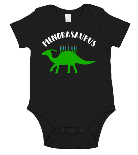 Funny Hanukkah Menorasaurus Dinosaur Menorah Short Sleeve Baby One-Piece