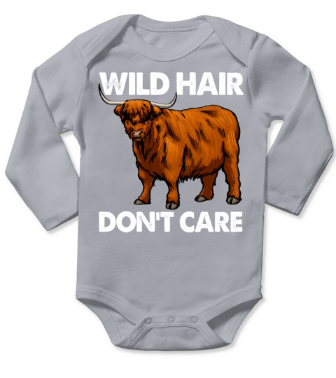 Wild Hair Dont Care Highland cow Long Sleeve Baby One-Piece