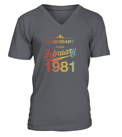 Vintage Born in February 1981 Gift 40th Birthday Men's V-Neck T-shirt