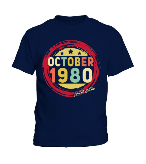 Born October 1980 Vintage Gift Kids T-Shirt
