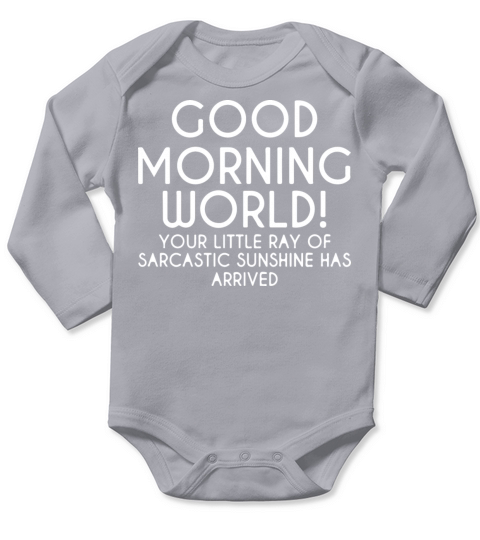 good morning world 2 Long Sleeve Baby One-Piece