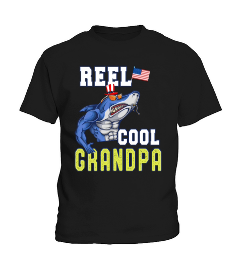 Reel Cool Grandpa Birthday & Fathers Day 4th July Kids T-Shirt