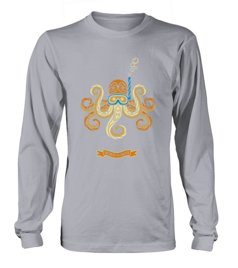 Orange Octopus born to dive Women's Long Sleeve
