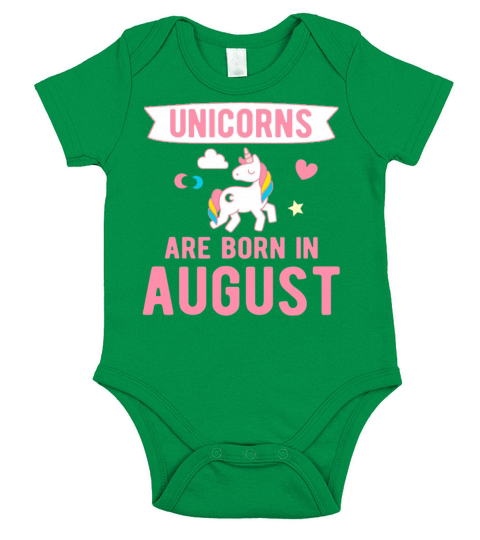 Unicorns are Born in August Short Sleeve Baby One-Piece