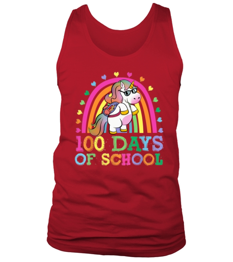 100 Days Of School Rainbow Unicorn Boys Kids Men's Tank Top