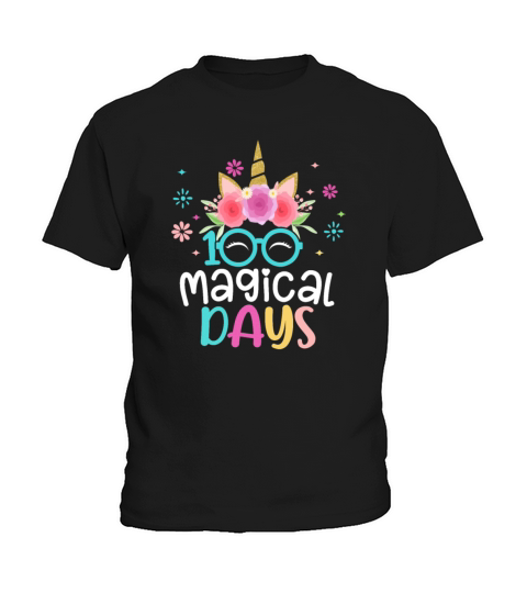 100th Days Of School Girls Cute Unicorn Face Kids T-Shirt