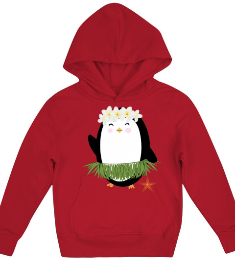 Hawaiian Hula Penguin - Luau for Her Kids Hoodie