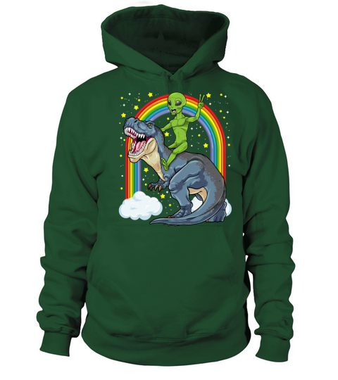 Alien Riding Dinosaur T Rex UFO Space Extraterrest Women's Hoodie