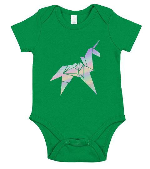 Colorful Origami Unicorn Short Sleeve Baby One-Piece