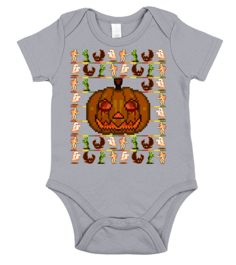 Ugly Halloween Sweater Style Pumpkin Halloween Short Sleeve Baby One-Piece