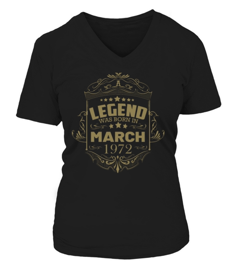 50th Birthday Gifts March 1972 V-neck T-Shirt Woman