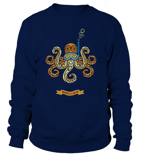 Orange Octopus born to dive Women's Sweatshirt