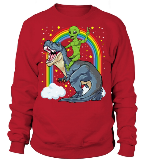 Alien Riding Dinosaur T Rex UFO Space Extraterrest Women's Sweatshirt