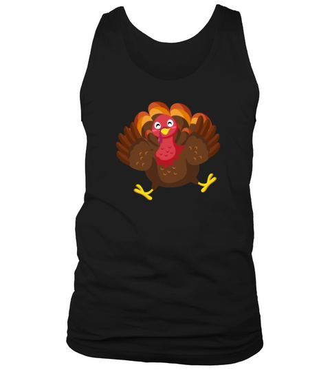 Funny Thanksgiving Cartoon Turkey Rejoices Men's Tank Top