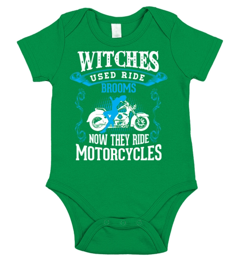 Motorcycle Witch Broom Short Sleeve Baby One-Piece