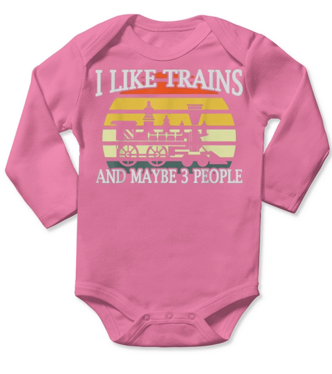 I Like Trains And Maybe 3 People Vintage Long Sleeve Baby One-Piece