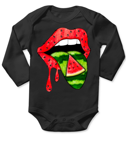 Watermelon Tongue Lips Long Sleeve Baby One-Piece