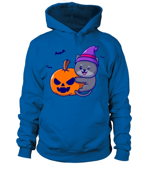Cute witch cat hug pumpkin halloween Women's Hoodie
