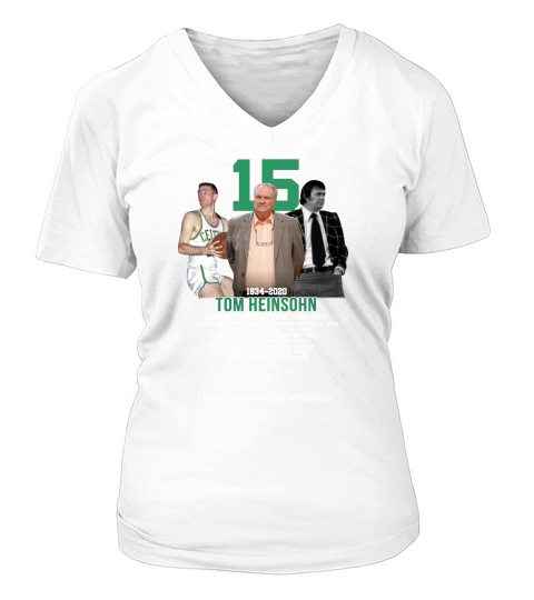 15 Tom Heinsohn 1934 2020 Thank You For The Memories Signature V-neck T-Shirt Woman