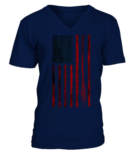 Witchs Besom American Flag Pagan Graphic Men's V-Neck T-shirt