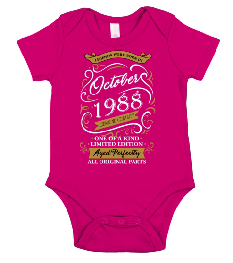 Legends Were Born In October 1988 Birthday Tshirt Short Sleeve Baby One-Piece