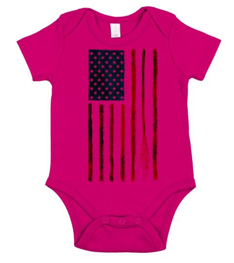 Witchs Besom American Flag Pagan Graphic Short Sleeve Baby One-Piece