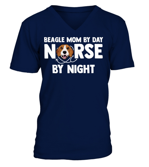 Beagle Mom By Day Nurse By Night Puppy Dog Pet Men's V-Neck T-shirt