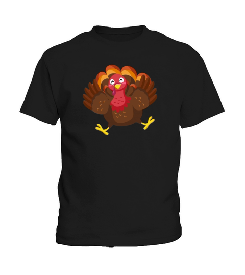 Funny Thanksgiving Cartoon Turkey Rejoices Kids T-Shirt