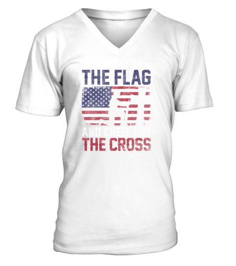 I Stand For The Flag And Kneel For The Cross Men's V-Neck T-shirt
