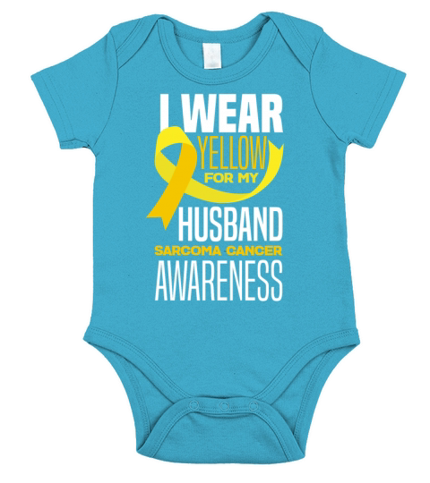 I Wear Yellow For My Husband Sarcoma Cancer Short Sleeve Baby One-Piece