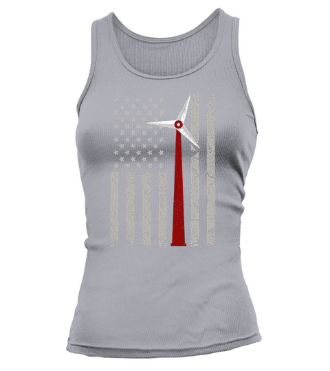 Vintage American Flag Engineer T-shirt Red Wind Turbine Tank top Woman