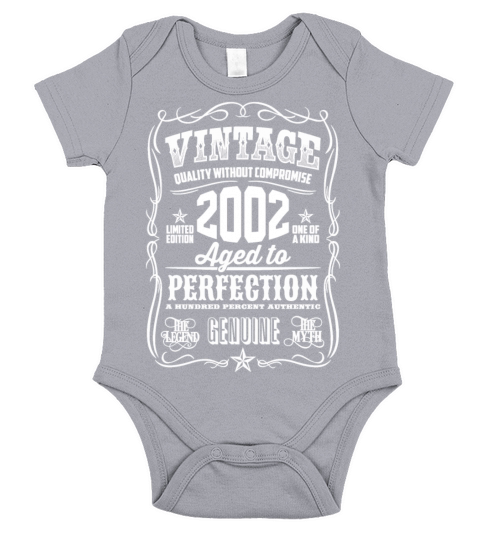 Vintage 2002 Aged to Perfection White print Short Sleeve Baby One-Piece