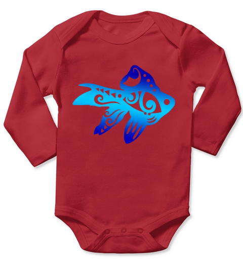 Maori Goldfish Polynesian Tribal Tattoo Gift Idea Long Sleeve Baby One-Piece