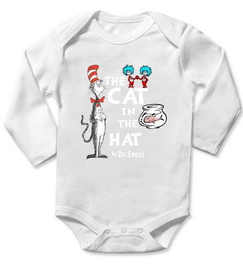 Dr Seuss The Cat in the Hat And Fish Long Sleeve Baby One-Piece