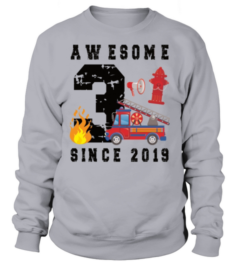 3rd Birthday Gift Firefighter Boy Born in 2019 Women's Sweatshirt
