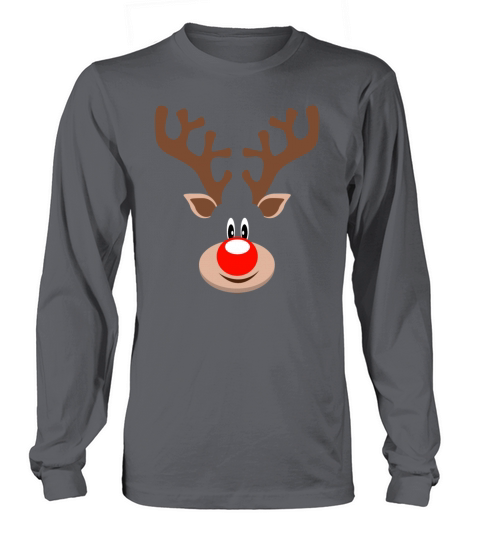 Merry Christmas Cute Reindeer Rudolph Moose Antler Christmas Xmas Women's Long Sleeve