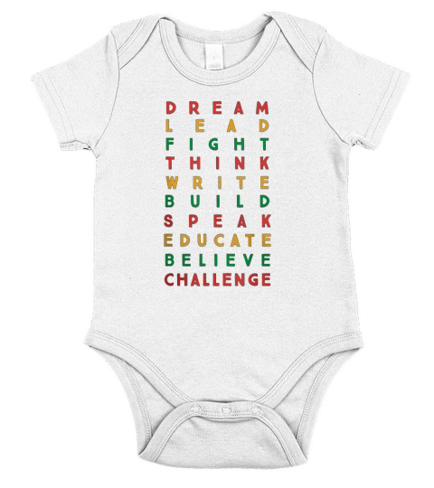 Dream Lead Fight Think Write Build Speak Educate Believe Challenge Short Sleeve Baby One-Piece