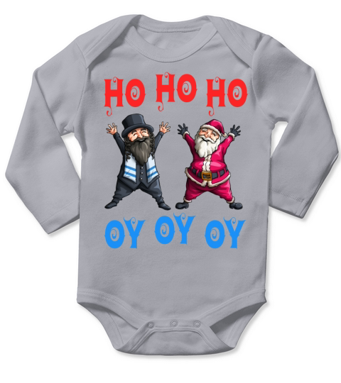 Ho Ho Ho Oy Oy Oy Funny Christmas Santa Hanukkah J Long Sleeve Baby One-Piece